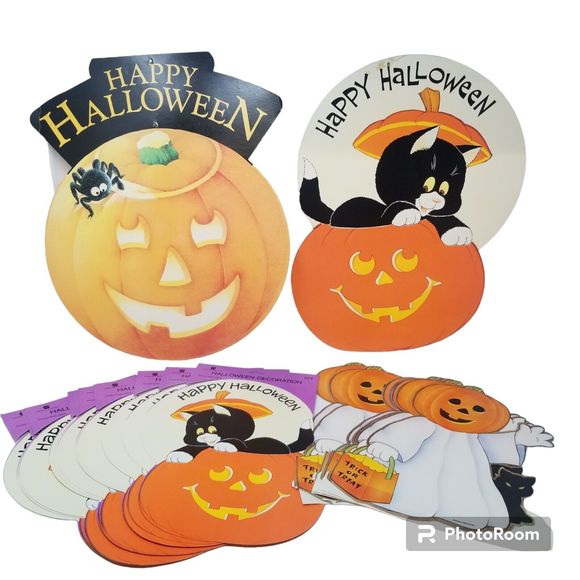 American Greetings Holiday Lot Of 23 Vintage American Greetings Halloween Cut Out